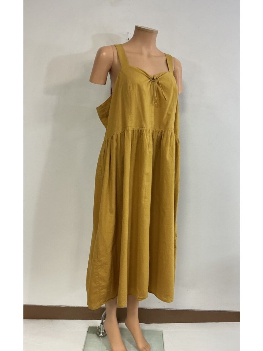 Yellow Maxi Dress Smocked Summer Womens 2X